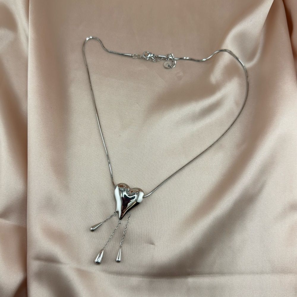 Silver Stainless Steel Heart Necklace – Elegant & Romantic - Picture 8 of 14